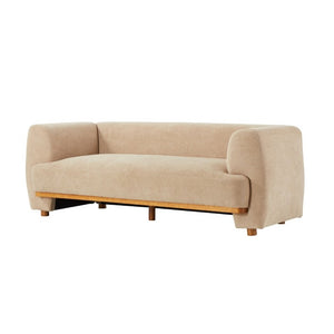 English Elm Flow Curved Chenille Sofa with Wood Base Accents for a Refined Modern Living Room Nomad N773IS00123N