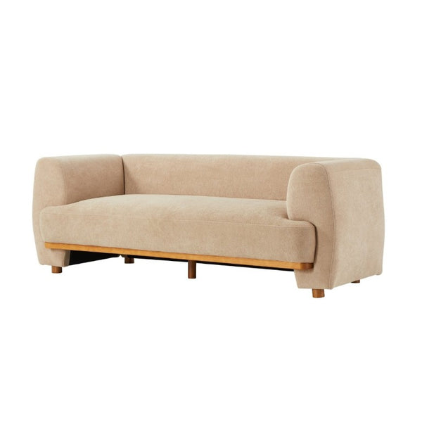 English Elm Flow Curved Chenille Sofa with Wood Base Accents for a Refined Modern Living Room Nomad N773IS00123N