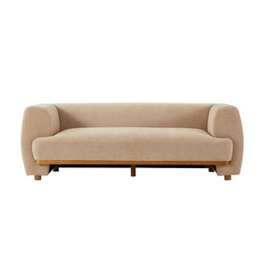 English Elm Flow Curved Chenille Sofa with Wood Base Accents for a Refined Modern Living Room Nomad N773IS00123N