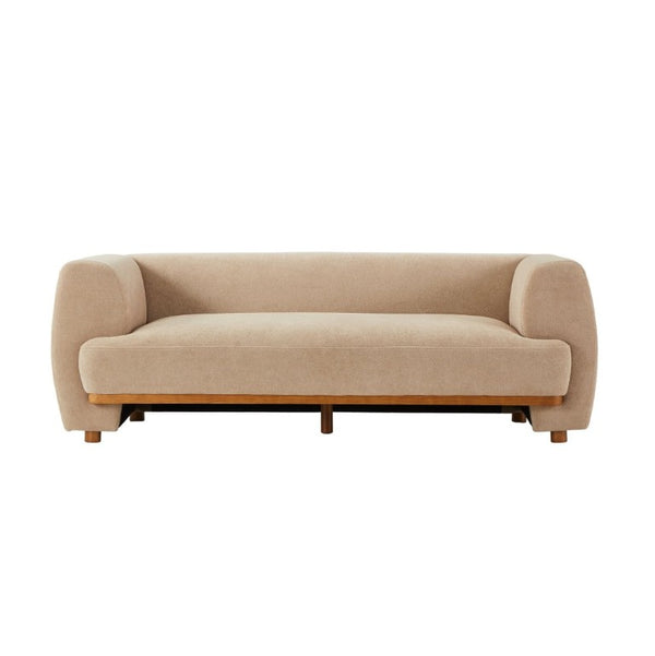 English Elm Flow Curved Chenille Sofa with Wood Base Accents for a Refined Modern Living Room Nomad N773IS00123N