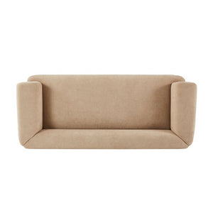 English Elm Flow Curved Chenille Sofa with Wood Base Accents for a Refined Modern Living Room Nomad N773IS00123N