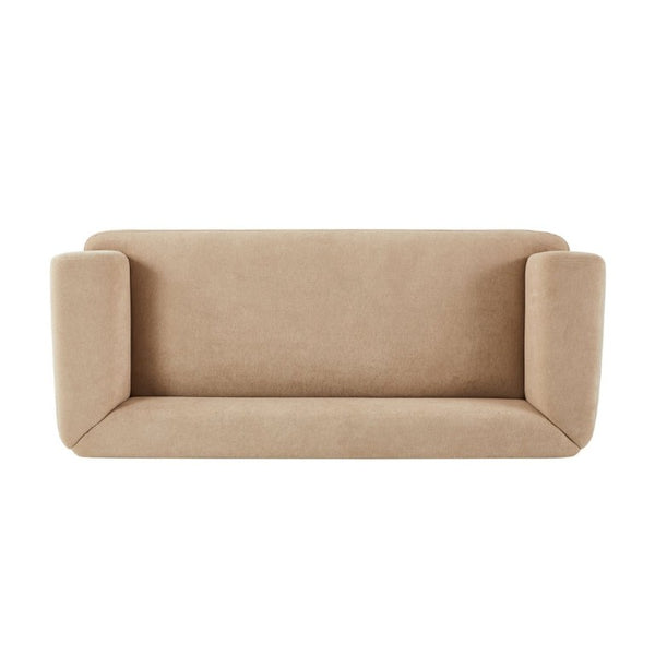 English Elm Flow Curved Chenille Sofa with Wood Base Accents for a Refined Modern Living Room Nomad N773IS00123N