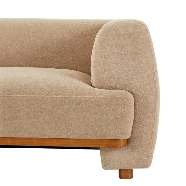 English Elm Flow Curved Chenille Sofa with Wood Base Accents for a Refined Modern Living Room Nomad N773IS00123N