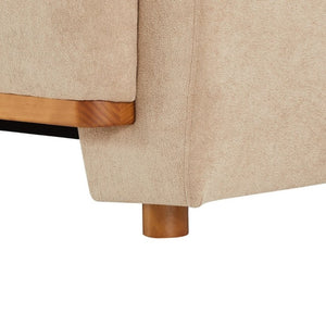 English Elm Flow Curved Chenille Sofa with Wood Base Accents for a Refined Modern Living Room Nomad N773IS00123N