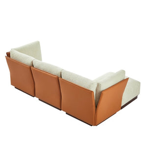 English Elm Velora Boucle Modular Sectional Sofa with Ottoman Plush L Shaped Living Room Couch N773IS00164S