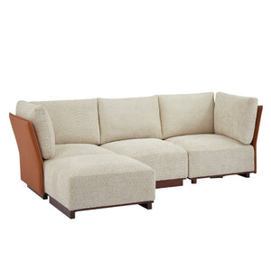 English Elm Velora Boucle Modular Sectional Sofa with Ottoman Plush L Shaped Living Room Couch N773IS00164S