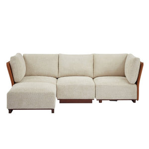 English Elm Velora Boucle Modular Sectional Sofa with Ottoman Plush L Shaped Living Room Couch N773IS00164S
