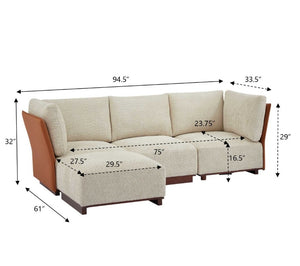 English Elm Velora Boucle Modular Sectional Sofa with Ottoman Plush L Shaped Living Room Couch N773IS00164S