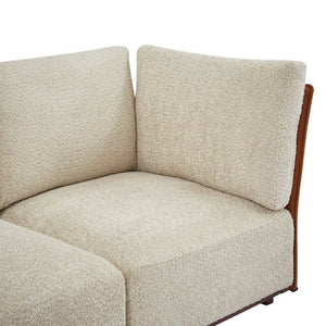English Elm Velora Boucle Modular Sectional Sofa with Ottoman Plush L Shaped Living Room Couch N773IS00164S