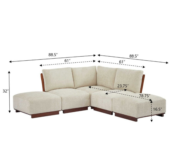 English Elm Velora Five Piece Boucle Modular Sectional with Ottomans for Modern Living Spaces N773IS00165S