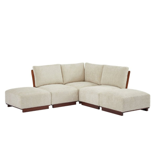 English Elm Velora Five Piece Boucle Modular Sectional with Ottomans for Modern Living Spaces N773IS00165S