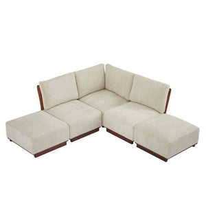 English Elm Velora Five Piece Boucle Modular Sectional with Ottomans for Modern Living Spaces N773IS00165S
