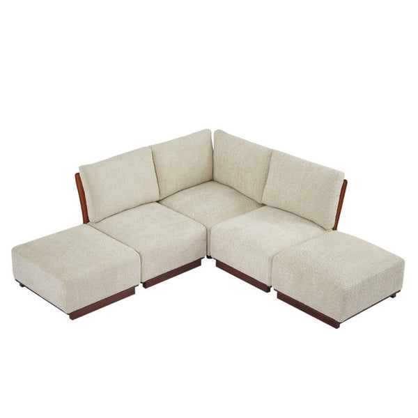 English Elm Velora Five Piece Boucle Modular Sectional with Ottomans for Modern Living Spaces N773IS00165S