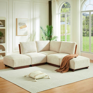 English Elm Velora Five Piece Boucle Modular Sectional with Ottomans for Modern Living Spaces N773IS00165S