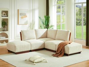 English Elm Velora Five Piece Boucle Modular Sectional with Ottomans for Modern Living Spaces N773IS00165S