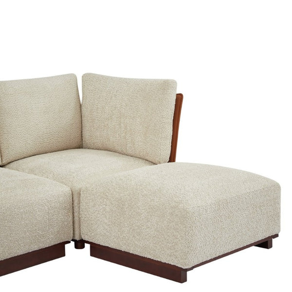 English Elm Velora Boucle Modular Sectional Six Piece L Shaped Sofa with Ottoman for Living Room N773IS00166S