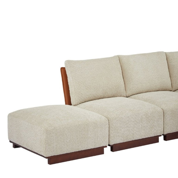 English Elm Velora Boucle Modular Sectional Six Piece L Shaped Sofa with Ottoman for Living Room N773IS00166S