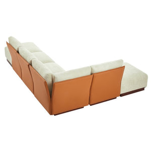 English Elm Velora Boucle Modular Sectional Six Piece L Shaped Sofa with Ottoman for Living Room N773IS00166S