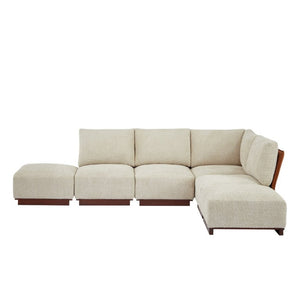 English Elm Velora Boucle Modular Sectional Six Piece L Shaped Sofa with Ottoman for Living Room N773IS00166S