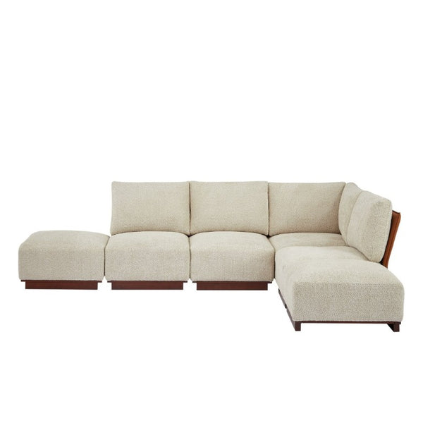 English Elm Velora Boucle Modular Sectional Six Piece L Shaped Sofa with Ottoman for Living Room N773IS00166S
