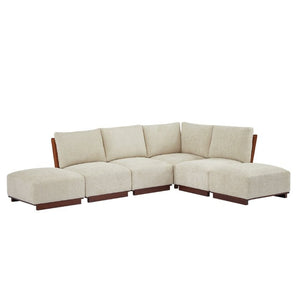 English Elm Velora Boucle Modular Sectional Six Piece L Shaped Sofa with Ottoman for Living Room N773IS00166S