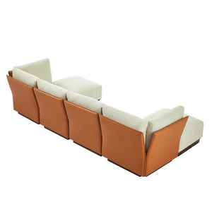 English Elm Velora Boucle U Shaped Modular Sectional Sofa Six Piece Set with Ottomans Included N773IS00167S