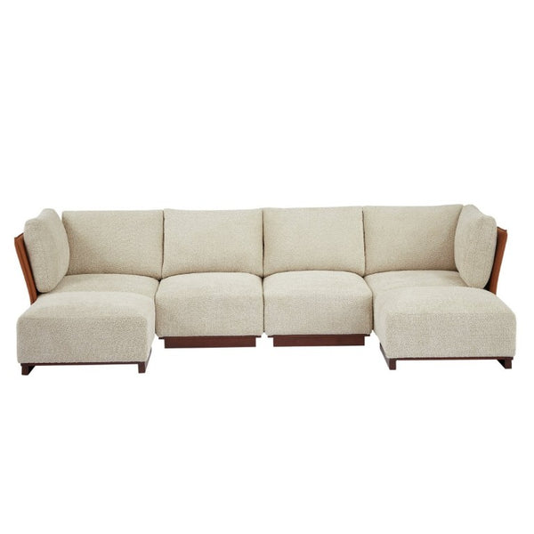 English Elm Velora Boucle U Shaped Modular Sectional Sofa Six Piece Set with Ottomans Included N773IS00167S