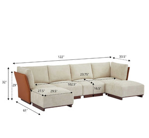 English Elm Velora Boucle U Shaped Modular Sectional Sofa Six Piece Set with Ottomans Included N773IS00167S