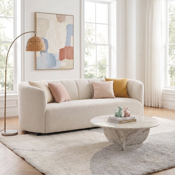 English Elm Mirelle Curved Chenille Sofa with Wraparound Back for Modern Living Spaces N773IS00168B