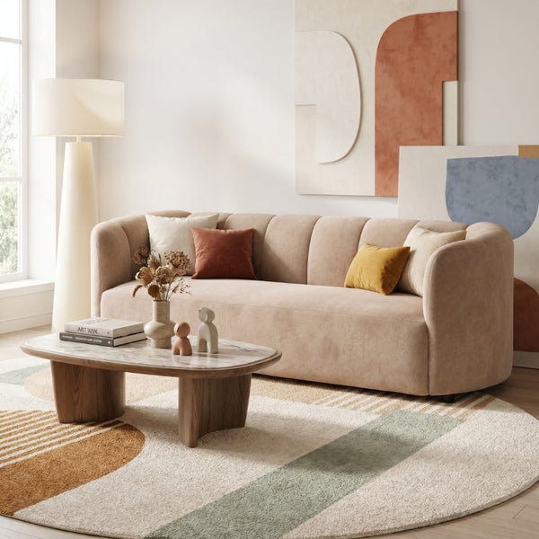 English Elm Mirelle Curved Velvet Sofa with Wraparound Back and Sculptural Silhouette for Modern Living N773IS00168N