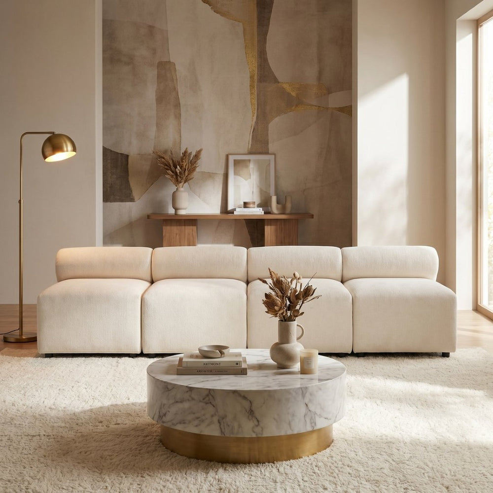 English Elm Evelyn Plush Chenille Modular Sectional Sofa with Flexible Four Piece Layout for Living Rooms N773IS00172B