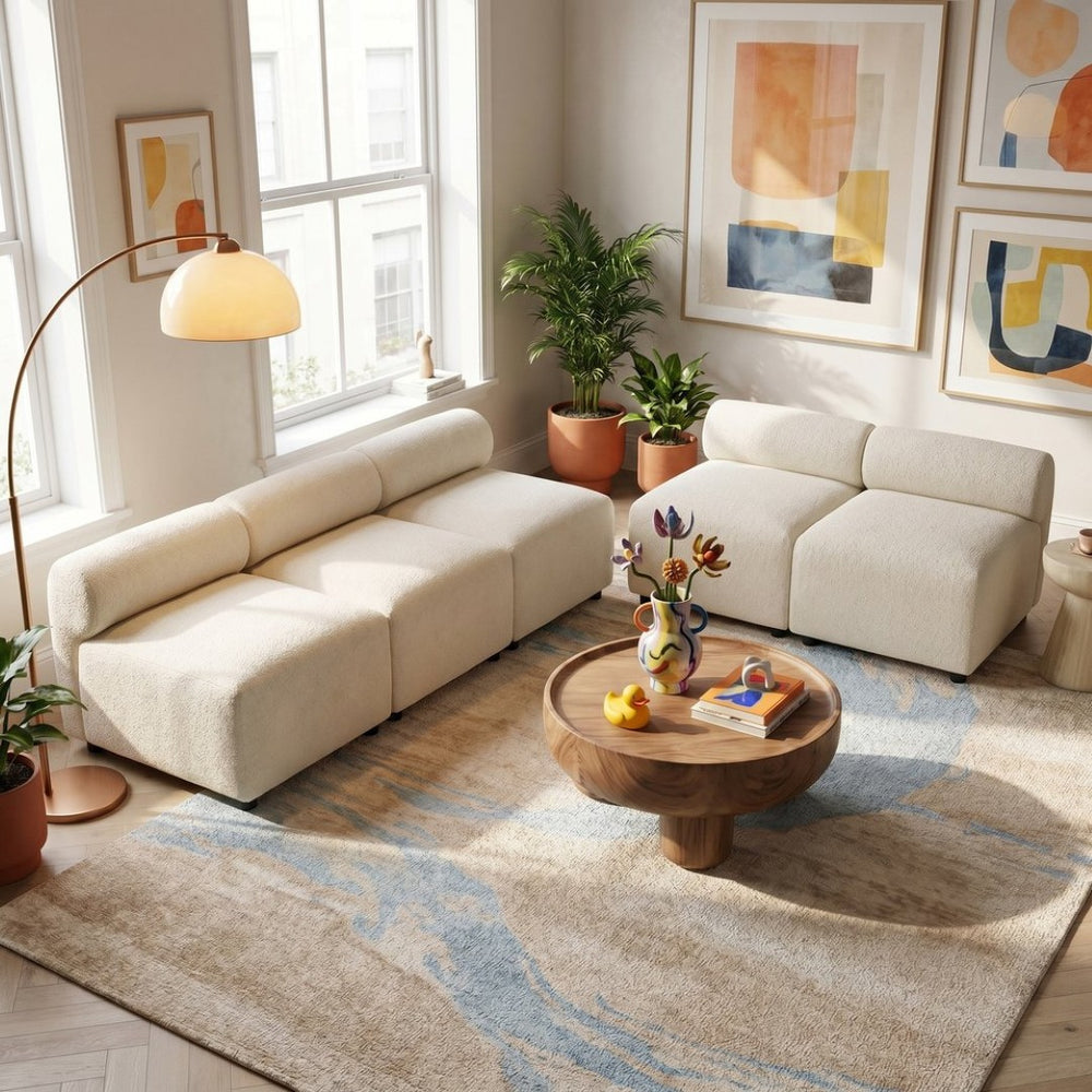 English Elm Evelyn Modular Chenille Sectional Sofa with Round Back Design for Living Rooms N773IS00173B