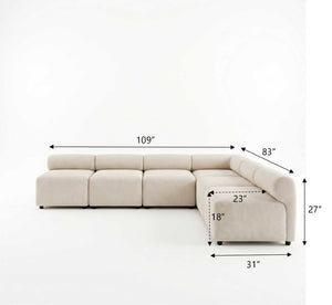 English Elm Evelyn Modular Chenille Sectional Sofa 6 Piece L Shaped Set for Living Room N773IS00174B