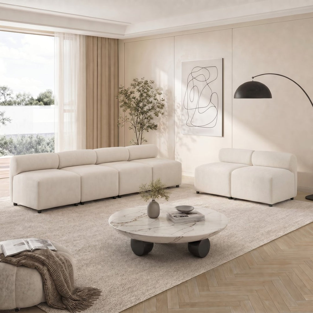 English Elm Evelyn Modular Chenille Sectional Sofa with Curved Silhouette for Living Room Comfort N773IS00175B