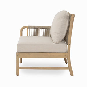 English Elm Casper Outdoor Acacia Wood Woven Rope 6 Seat Modular Sofa Set with Slatted Table 6-Seater Sofa and Coffee Table Set N773OC00102L