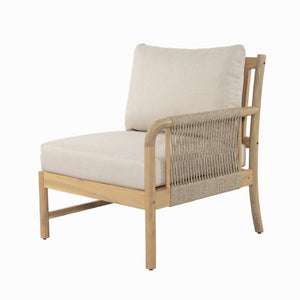 English Elm Casper Outdoor Acacia Wood Woven Rope 6 Seat Modular Sofa Set with Slatted Table 6-Seater Sofa and Coffee Table Set N773OC00102L