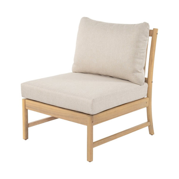English Elm Casper Outdoor Acacia Wood Woven Rope 6 Seat Modular Sofa Set with Slatted Table 6-Seater Sofa and Coffee Table Set N773OC00102L