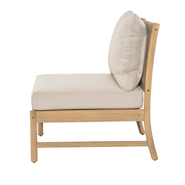 English Elm Casper Outdoor Acacia Wood Woven Rope 6 Seat Modular Sofa Set with Slatted Table 6-Seater Sofa and Coffee Table Set N773OC00102L