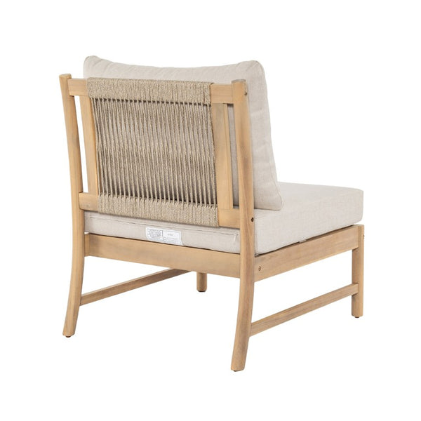 English Elm Casper Outdoor Acacia Wood Woven Rope 6 Seat Modular Sofa Set with Slatted Table 6-Seater Sofa and Coffee Table Set N773OC00102L