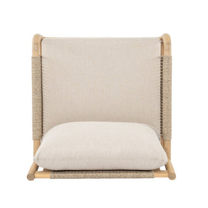 English Elm Casper Outdoor Acacia Wood Woven Rope 6 Seat Modular Sofa Set with Slatted Table 6-Seater Sofa and Coffee Table Set N773OC00102L