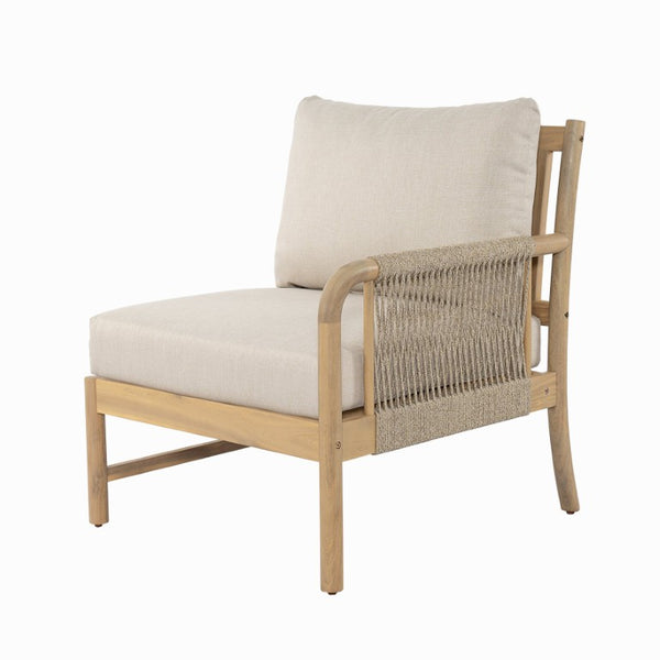 English Elm Casper Outdoor Acacia Wood Woven Rope 6 Seat Modular Sofa Set with Slatted Table 5-Pieces Chat Set N773OC00103L
