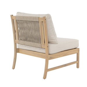 English Elm Casper Outdoor Acacia Wood Woven Rope 6 Seat Modular Sofa Set with Slatted Table 5-Pieces Chat Set N773OC00103L