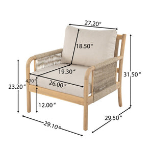 English Elm Casper Outdoor Acacia Wood Woven Rope 6 Seat Modular Sofa Set with Slatted Table 5-Pieces Chat Set N773OC00103L