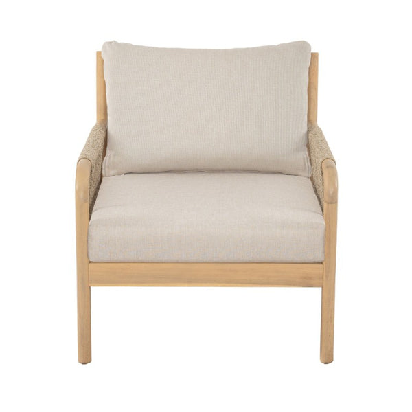 English Elm Casper Outdoor Acacia Wood Woven Rope 6 Seat Modular Sofa Set with Slatted Table 5-Pieces Chat Set N773OC00103L