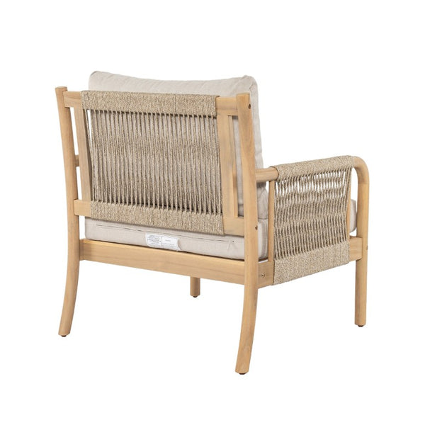 English Elm Casper Outdoor Acacia Wood Woven Rope 6 Seat Modular Sofa Set with Slatted Table 5-Pieces Chat Set N773OC00103L