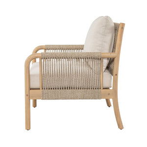 English Elm Casper Outdoor Acacia Wood Woven Rope 6 Seat Modular Sofa Set with Slatted Table 5-Pieces Chat Set N773OC00103L
