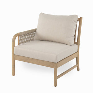 English Elm Casper Outdoor Acacia Wood Woven Rope 6 Seat Modular Sofa Set with Slatted Table 5-Pieces Chat Set N773OC00103L