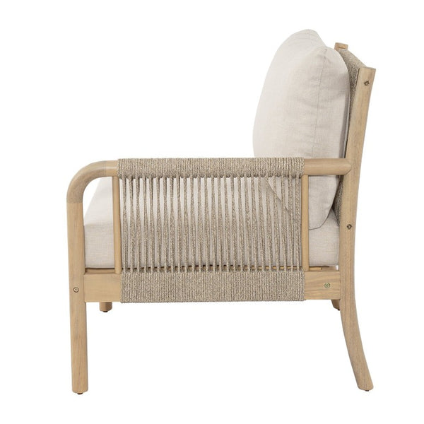 English Elm Casper Outdoor 7 Piece Acacia and Woven PE Rope Modular Patio Sectional Set N773OC00104L