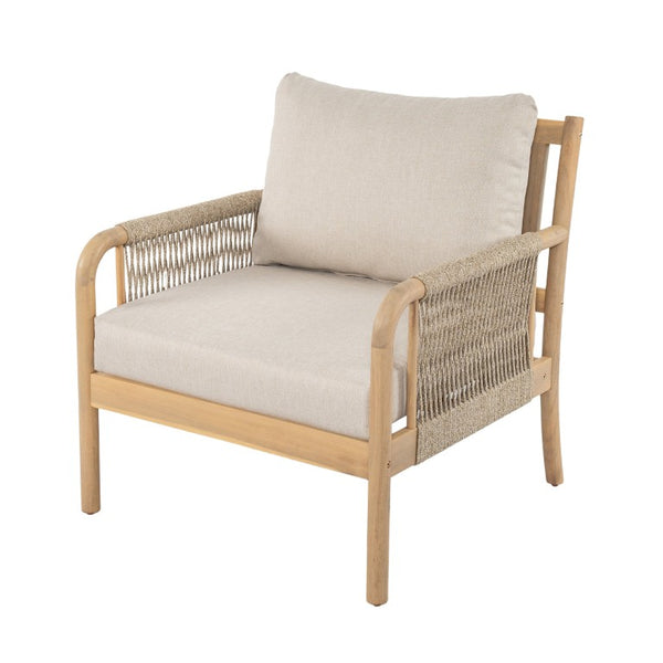 English Elm Casper Outdoor 7 Piece Acacia and Woven PE Rope Modular Patio Sectional Set N773OC00104L