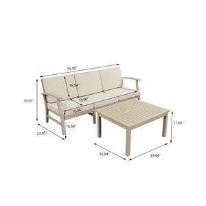 English Elm Perla Outdoor Acacia Wood 8 Seat Modular Conversation Set with Plush Sand Cushions N773OC00153S